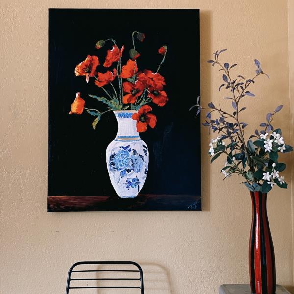 Poised Poppies - original oil painting picture