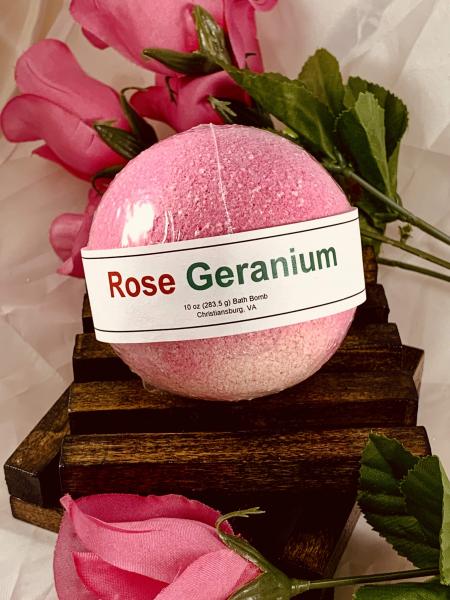 Rose Geranium Scented Large Bath Bomb | Gifts for Her | Christmas Teen Gift | Gifts Under 10 | Skin Care Self Care Gift picture
