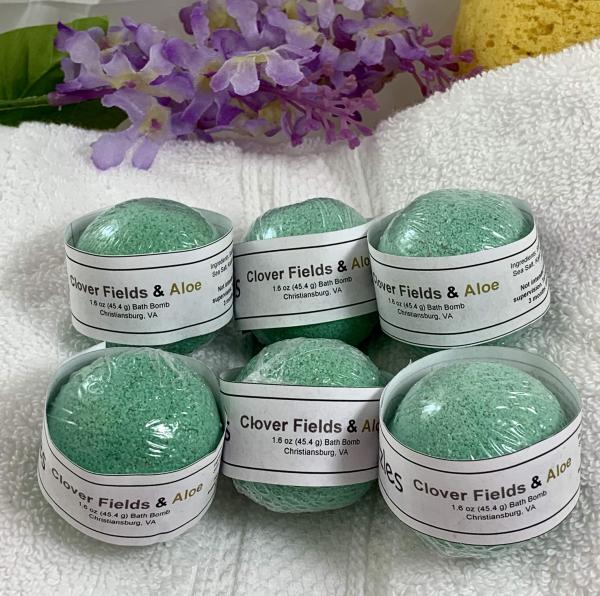 Clover Fields and Aloe Scented Large Bath Bomb or Mini Bath Bombs | Clean Fresh Bath Bombs | Gifts Under 10 | Stocking Stuffers picture