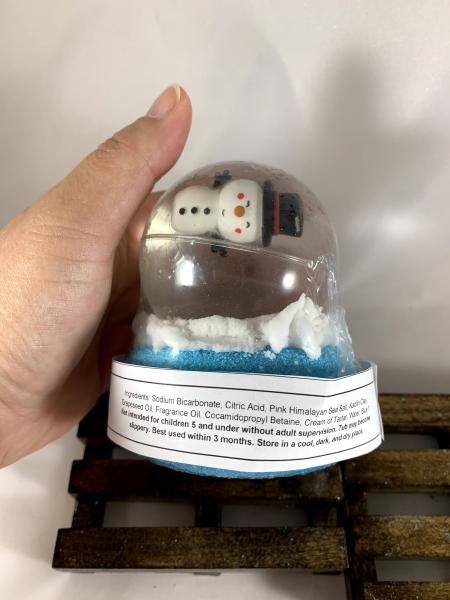 Holiday Snow Globe Bath Bombs | Bath Bombs for Kids | Stocking Stuffers | Glitter Bouncy Ball Toy with Bath Bomb | With Bubble Frosting picture