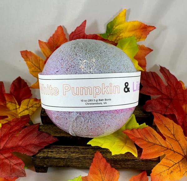 White Pumpkin and Lilac Scented Large Bath Bomb | Homemade Bath Fizzy | Stocking Stuffers Under 10 | Bath Bombs for Women | Gifts for Her picture