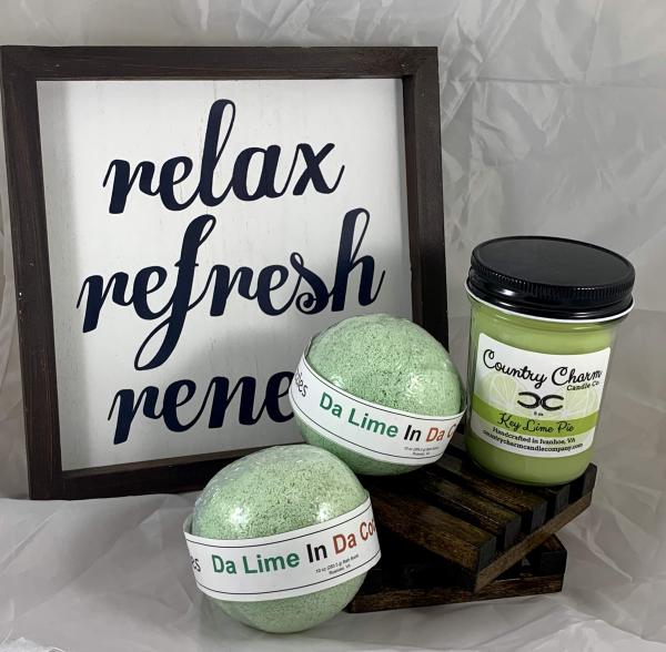 Key Lime Pie Bath Bomb Candle Gift Set | Gifts for Her | Self Care Gift Set | Gifts for 20