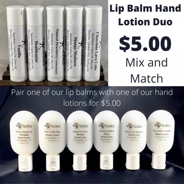 Lip Balm and Hand Lotion Duo | Buy One Hand Lotion and One Lip Balm for 5 Dollars | Stocking Stuffer Sets | Christmas Stockings