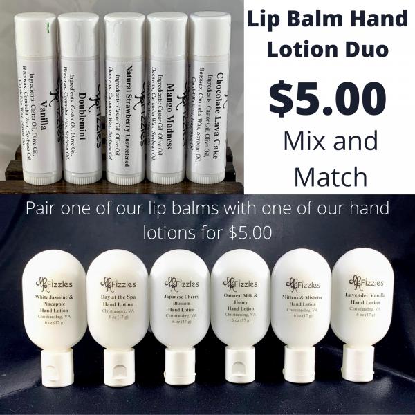 Lip Balm and Hand Lotion Duo | Buy One Hand Lotion and One Lip Balm for 5 Dollars | Stocking Stuffer Sets | Christmas Stockings picture