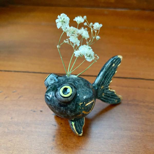 Pop Eyed Black Goldfish Flower Vase picture