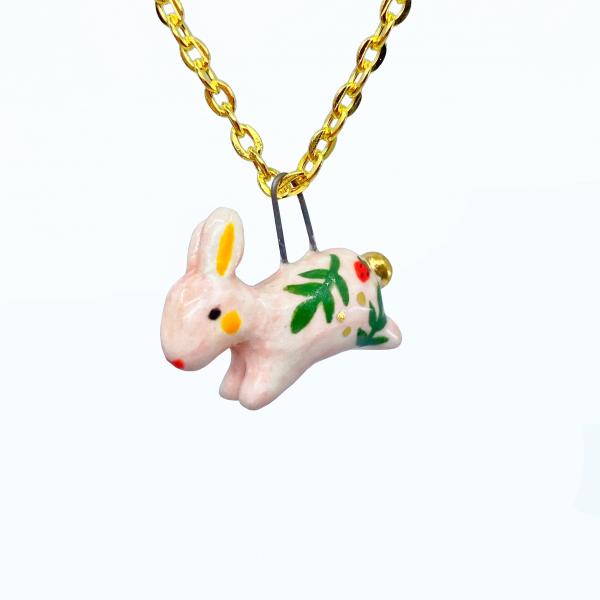 Pink Strawberry Bunny Necklace
