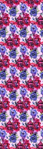 Blue & Magenta Poppies, 100% Silk Chiffon Scarf picture