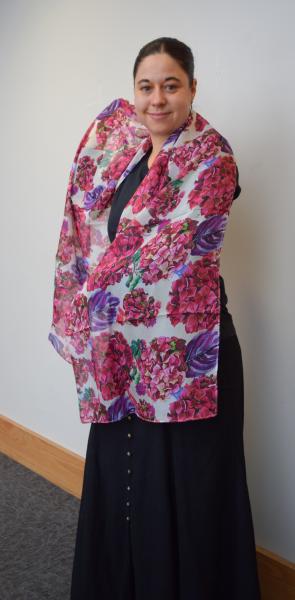 Rose Red Hydrangeas, 100% Silk Chiffon Scarf picture