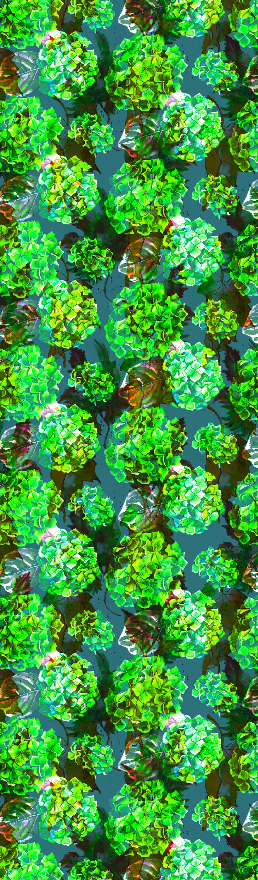 Green Hydrangeas, 100% Silk Chiffon Scarf picture