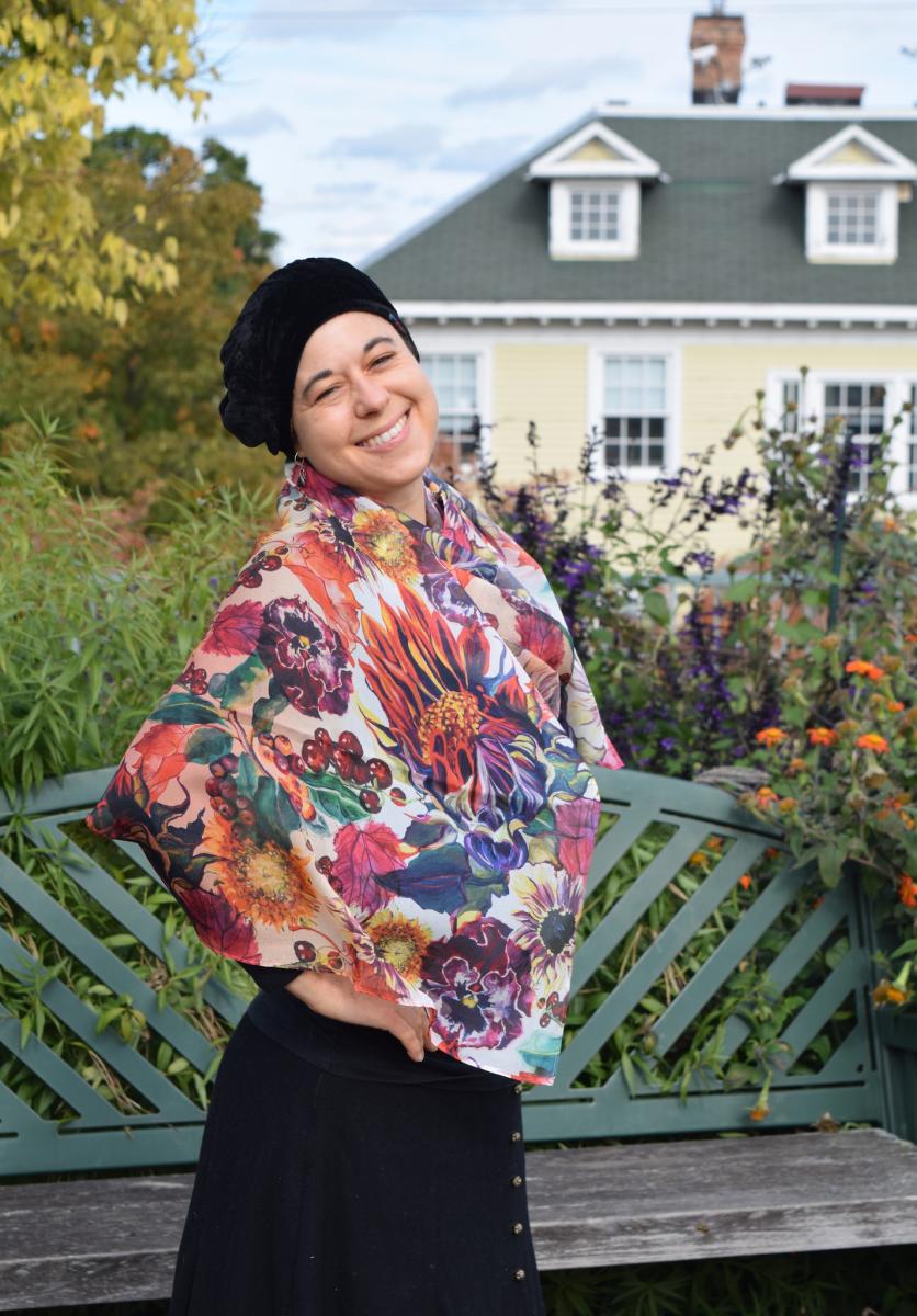 Sunflowers, Leaves & Berries, 100% Silk Chiffon Scarf picture