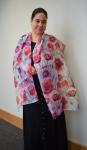 Peach Poppies, 100% Silk Chiffon Scarf