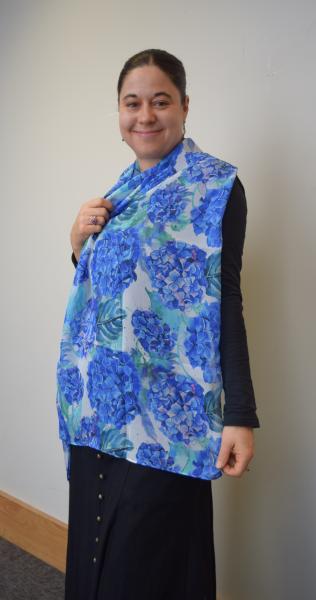 Blue Hydrangeas, 100% Silk Chiffon Scarf picture
