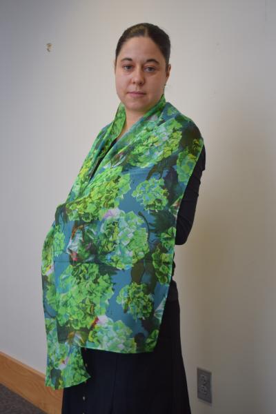 Green Hydrangeas, 100% Silk Chiffon Scarf picture