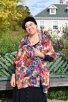 Sunflowers, Leaves & Berries, 100% Silk Chiffon Scarf