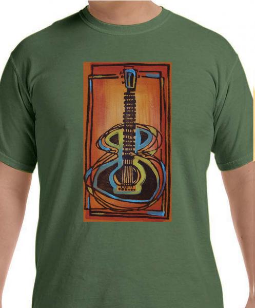 " Guitar" Original Block Printed Shirt picture