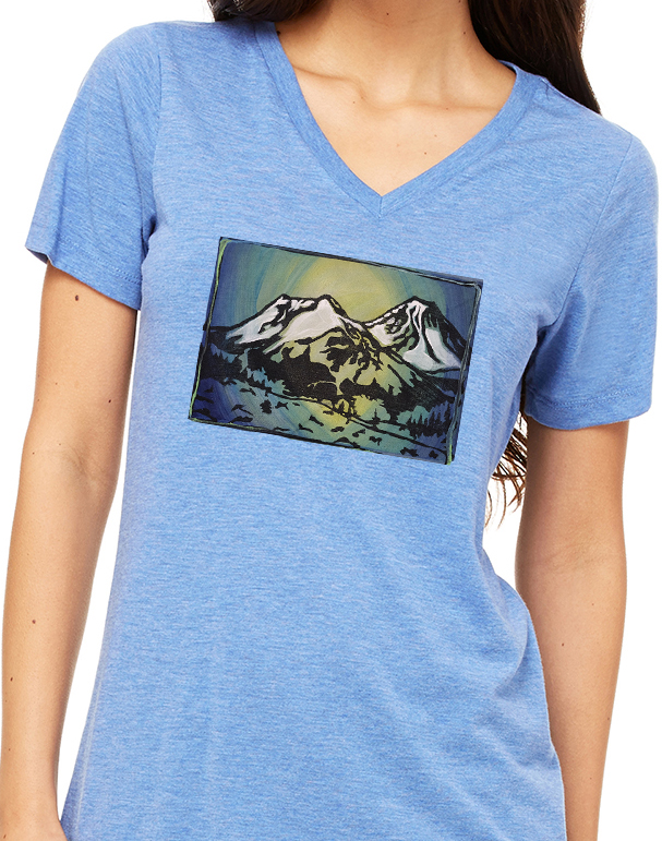 "Mt. Shasta" Original Block Printed Shirt picture