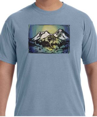 "Mt. Shasta" Original Block Printed Shirt picture