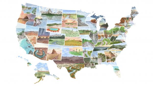 US Map Print picture
