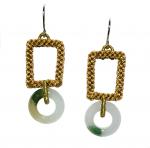 Jade Circle Mustard/Macrame Earrings