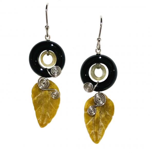 Butterscotch Jade Leaf Earrings