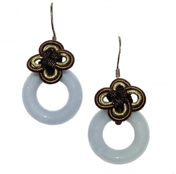 Jade Circle Eternity Knot Earrings