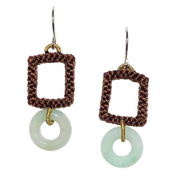 Jade Circle Cocoa Macrame Earrings