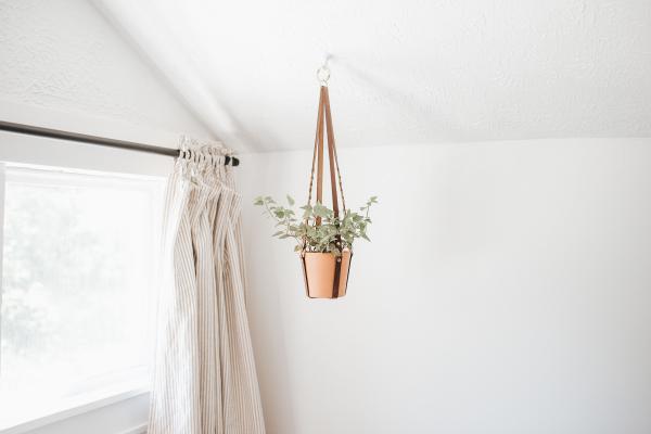 Braided Leather Hanging Planter picture