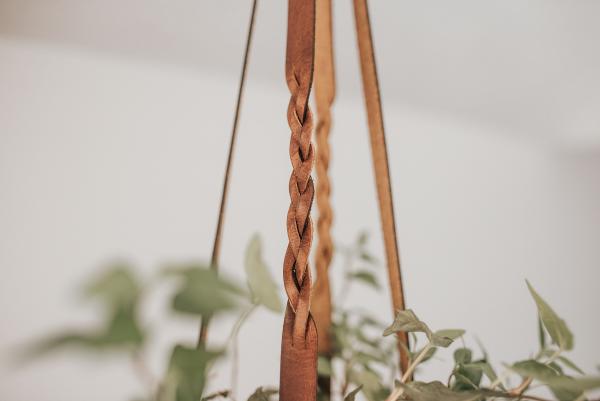 Braided Leather Hanging Planter picture