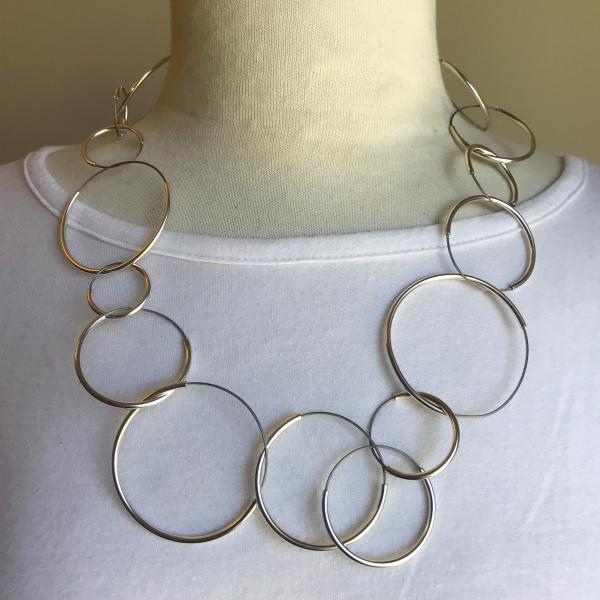 circles sterling and stainless necklace picture