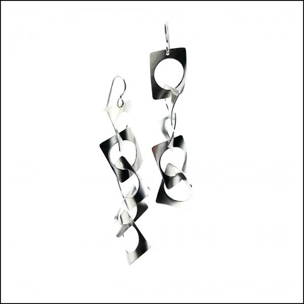 5 tiered cricle-in-rectangles waves earrings - made to order picture