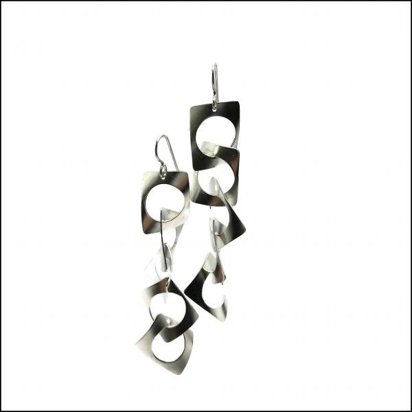 5 tiered cricle-in-rectangles waves earrings - made to order