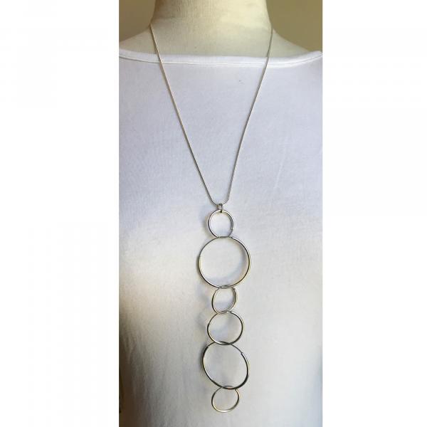circles sterling silver and stainless steel long necklace picture