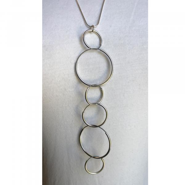 circles sterling silver and stainless steel long necklace