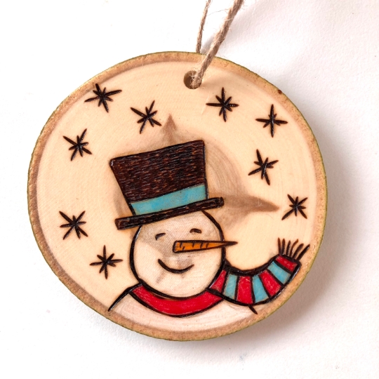 Wood ornament, handmade wood burned Christmas decor picture