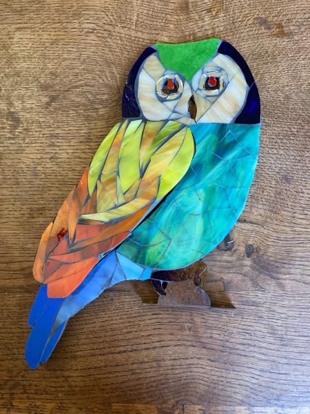 Colorful Mosaic Garden Owl