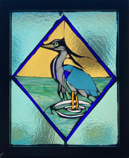 Great Blue Heron/Geo Stained Glass Suncatcher Mosaic picture