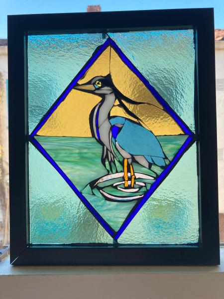 Great Blue Heron/Geo Stained Glass Suncatcher Mosaic picture