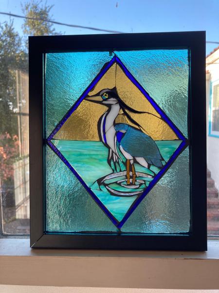 Great Blue Heron/Geo Stained Glass Suncatcher Mosaic picture