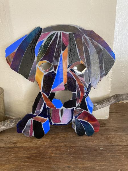 Puppy dog mosaic garden art picture