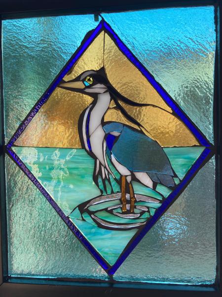 Great Blue Heron/Geo Stained Glass Suncatcher Mosaic picture