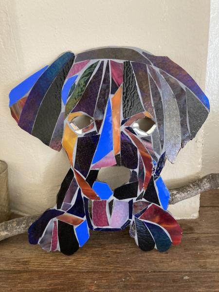 Puppy dog mosaic garden art picture