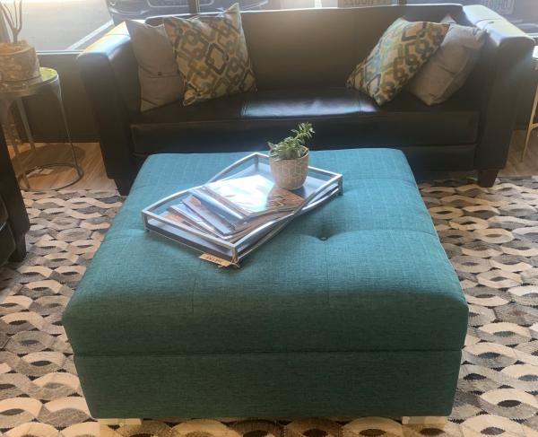 Teal Storage Ottoman picture