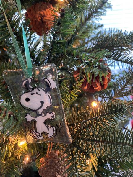 Snoopy Hand Painted Glass Ornament