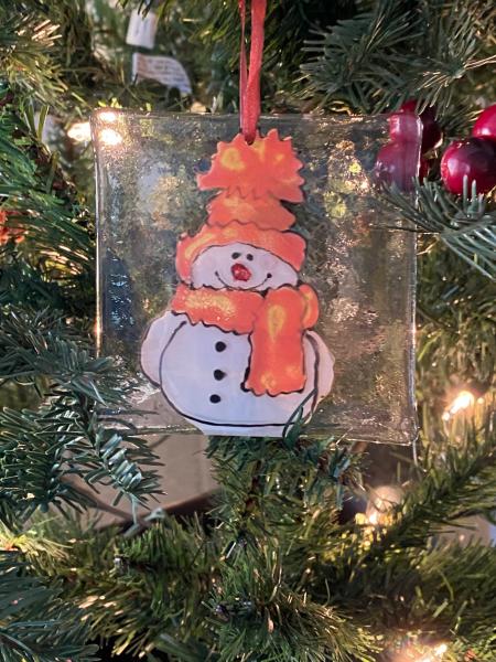 Snowman - Hand Painted Glass Ornament