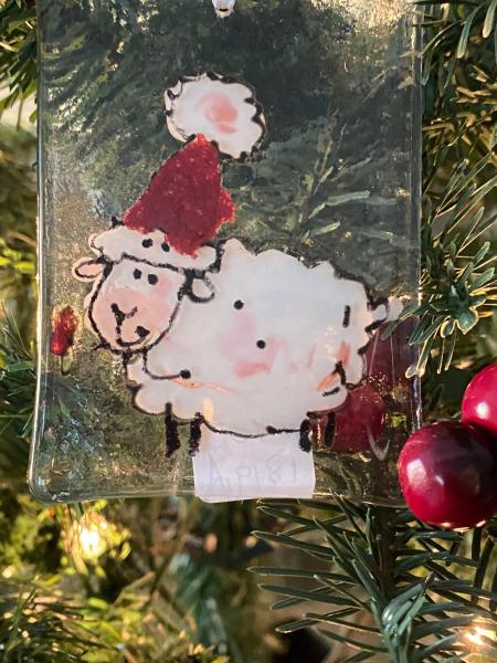 Baa Baa Santa Sheep - Hand Painted Glass Ornament