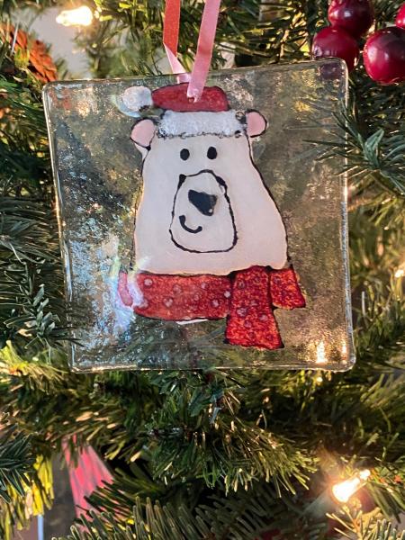 Polar Bear - Hand Painted Glass Ornament