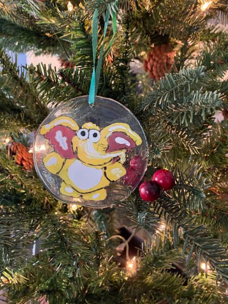 Ellie the Elephant - Hand Painted Fused Glass Ornament