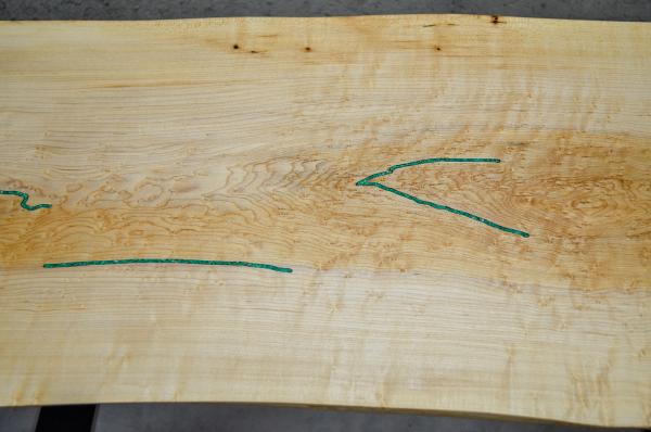 Live-Edge Birds Eye Maple Bench w/ Chrysocolla Inlay (#B-1958) picture