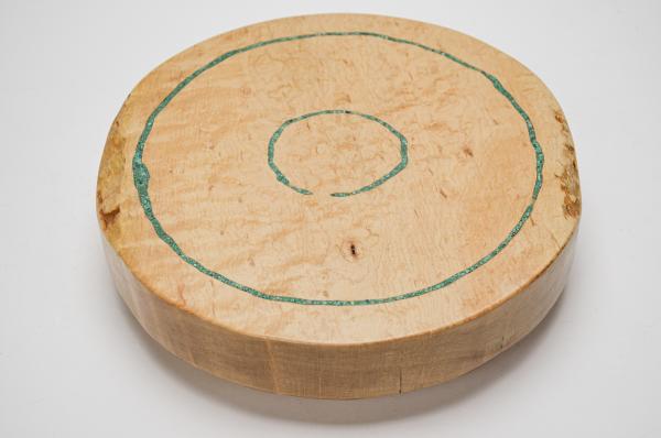 11” Dia Birdseye Maple Lazy Susan w/ Chrysocolla Inlay (#LS-2019-101) picture