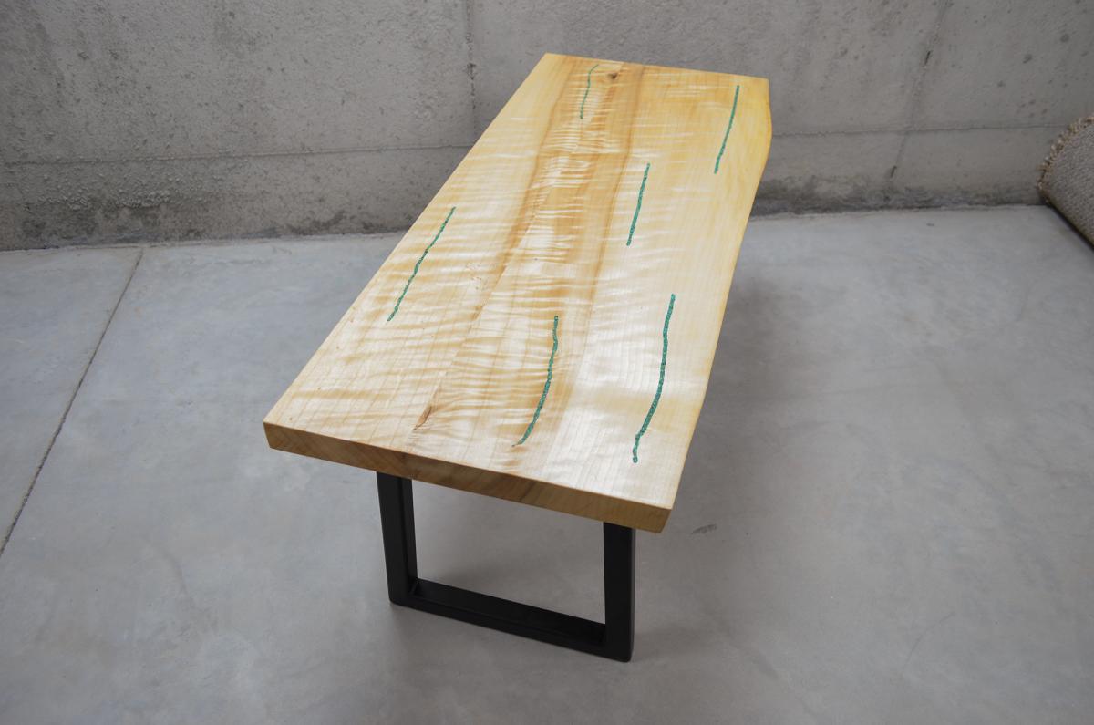 Live-Edge Cottonwood Bench w/ Chrysocolla Inlay (#B-2020-6) picture